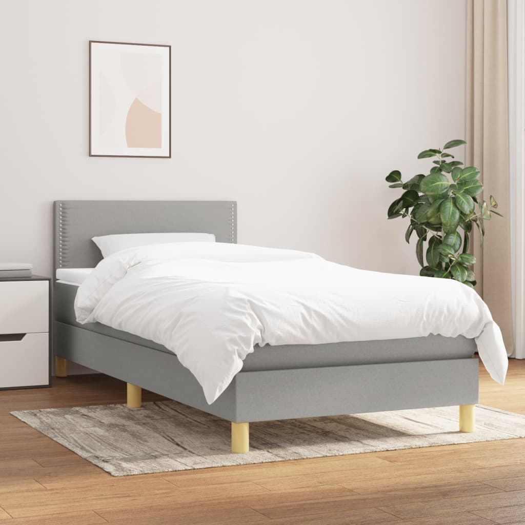 kontinentalseng med madras 90x200 cm stof lysegrå