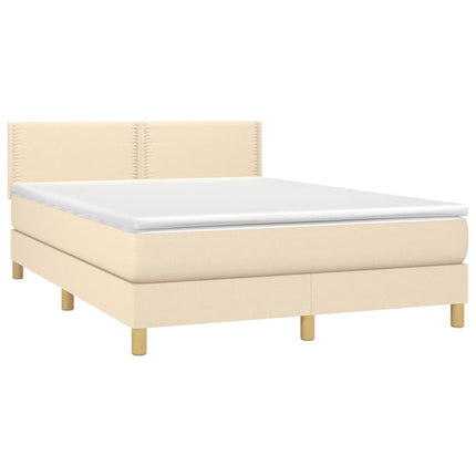 kontinentalseng med madras 140x190 cm stof cremefarvet