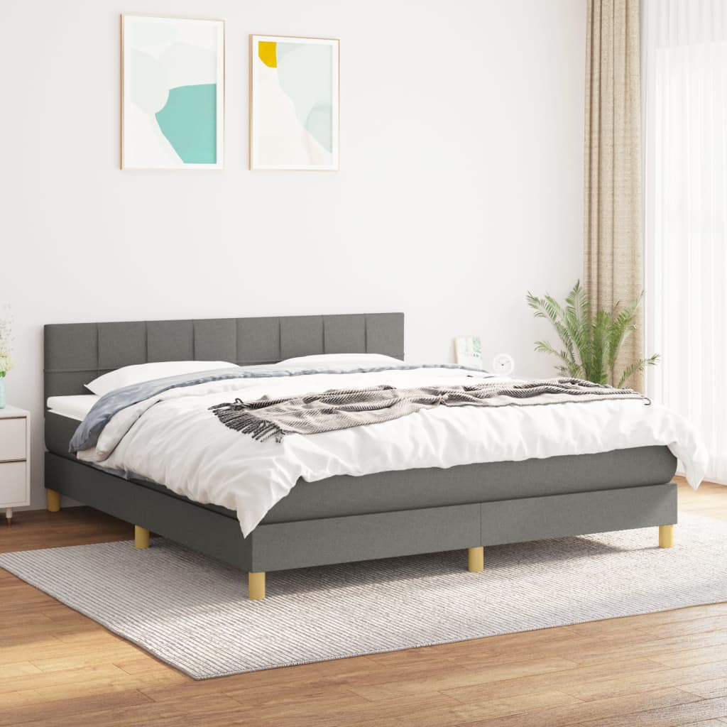 kontinentalseng med madras 180x200 cm stof mørkegrå