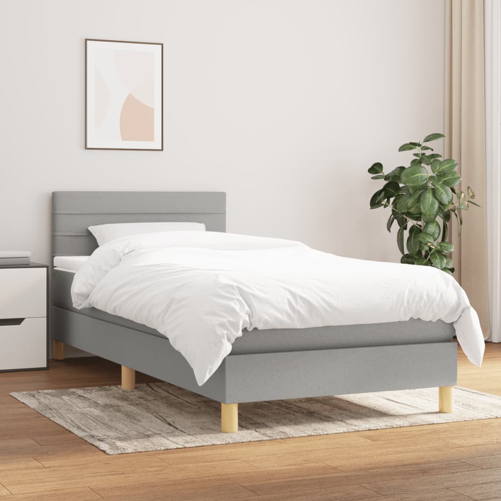 kontinentalseng med madras 100x200 cm stof lysegrå