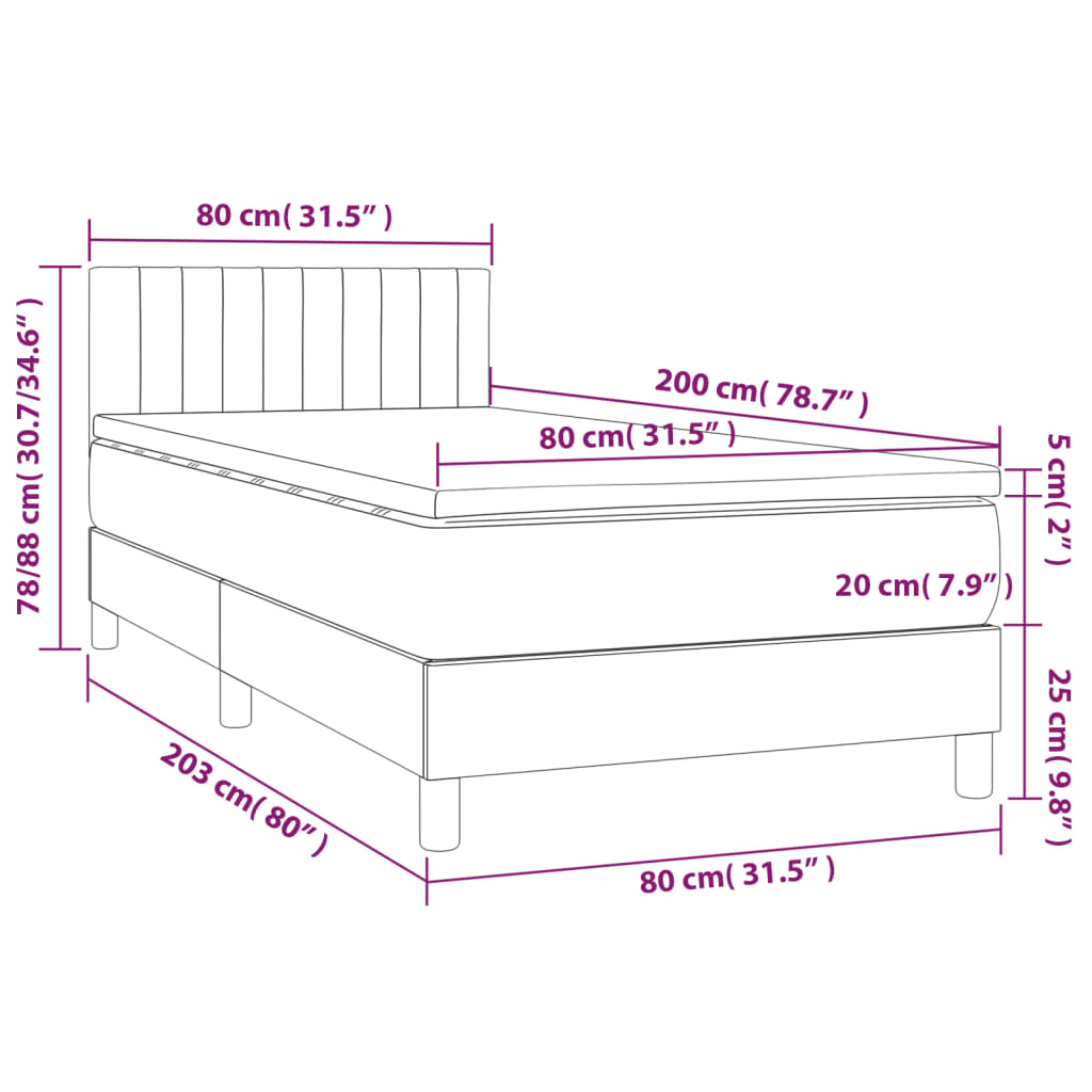 kontinentalseng med madras 80x200 cm stof sort