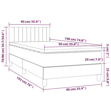 kontinentalseng med madras 90x190 cm stof cremefarvet