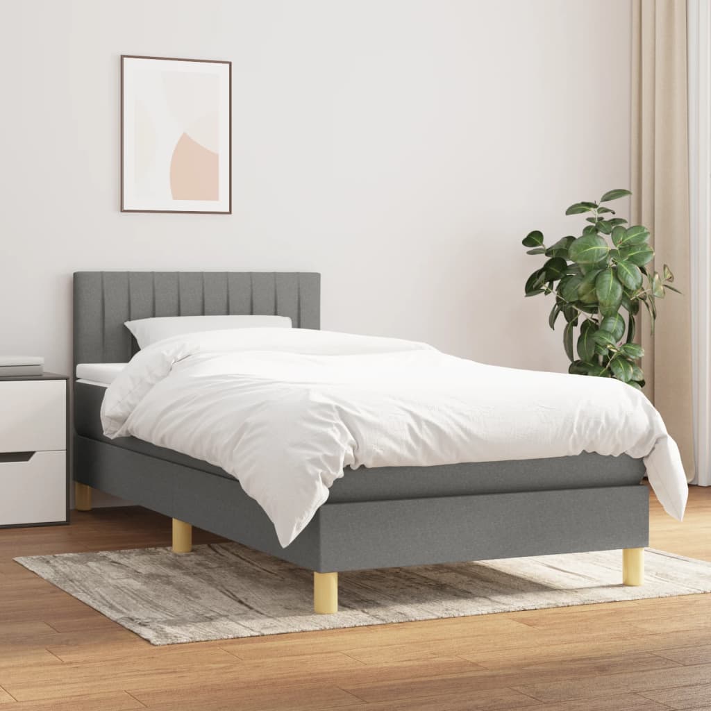 kontinentalseng med madras 90x200 cm stof mørkegrå