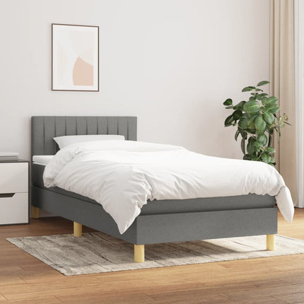 kontinentalseng med madras 90x200 cm stof mørkegrå