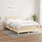 kontinentalseng med madras 120x200 cm stof cremefarvet