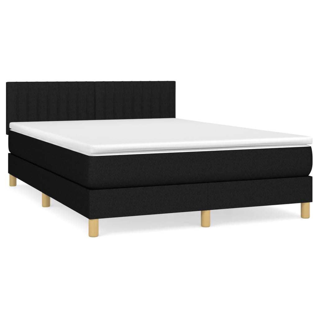 kontinentalseng med madras 140x190 cm stof sort