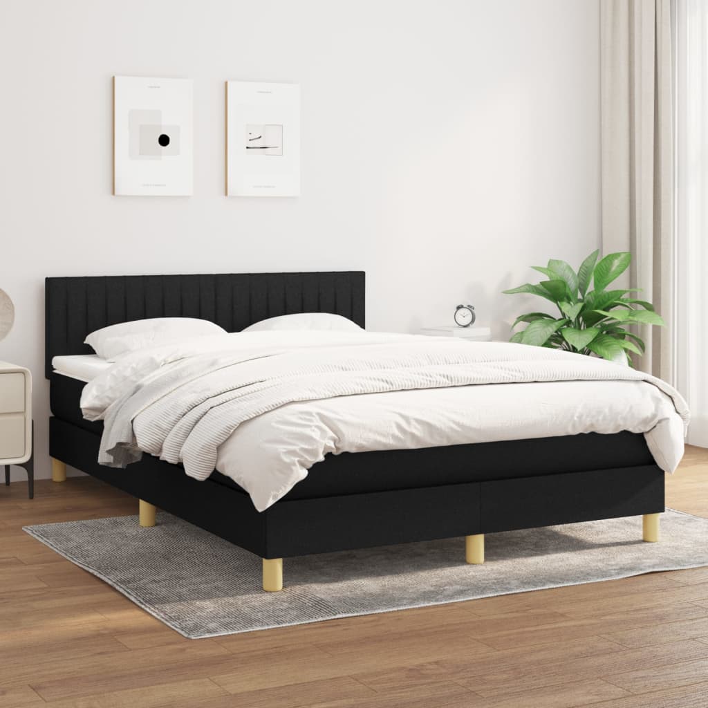 kontinentalseng med madras 140x190 cm stof sort