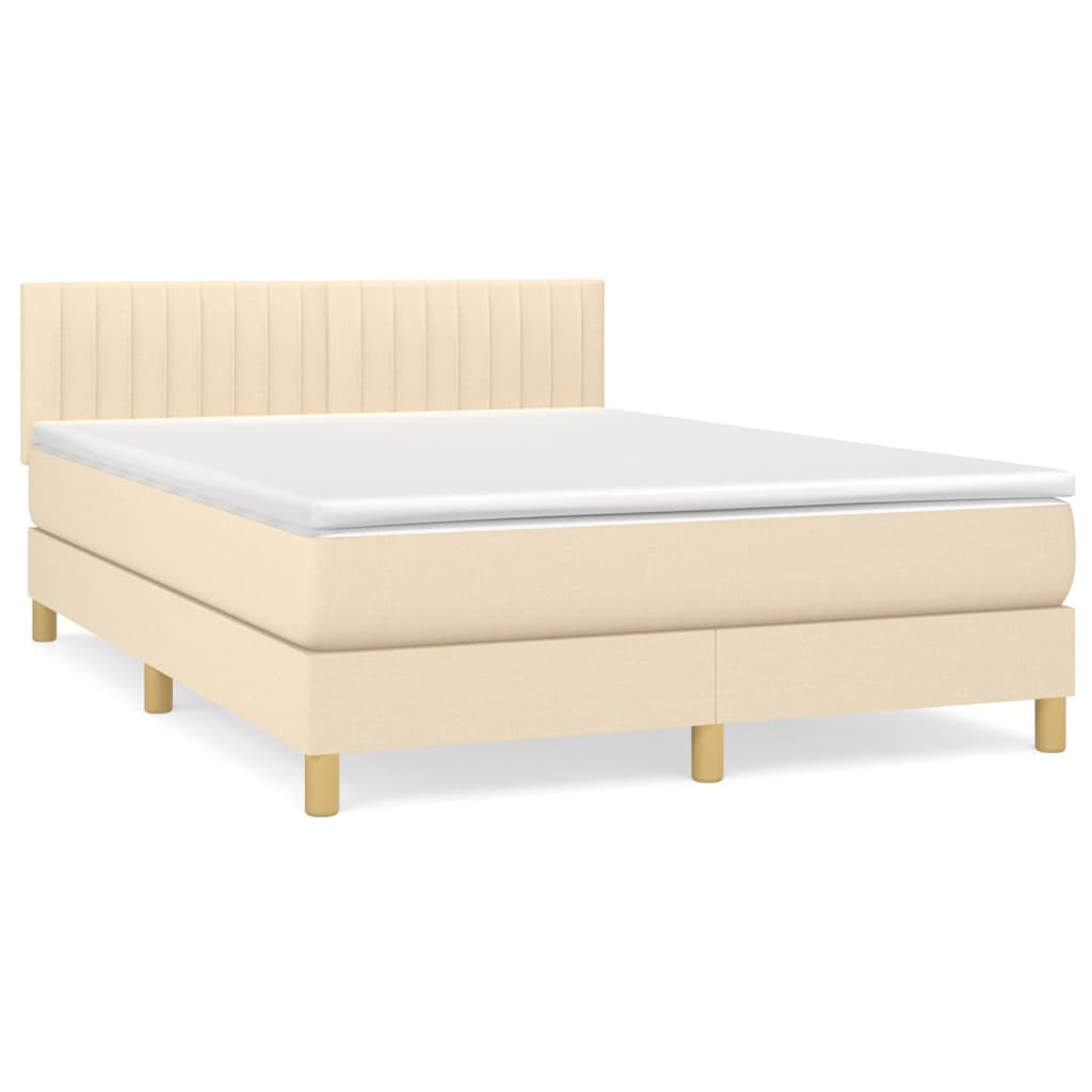 kontinentalseng med madras 140x190 cm stof cremefarvet