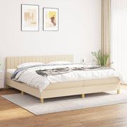 kontinentalseng med madras 200x200 cm stof cremefarvet