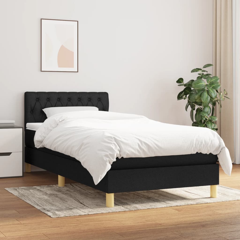 kontinentalseng med madras 100x200 cm stof sort