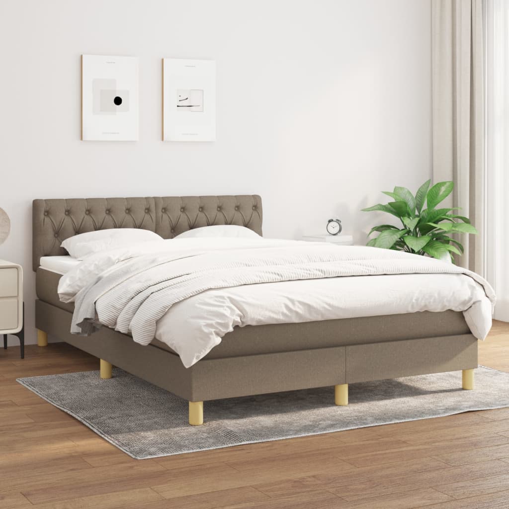 kontinentalseng med madras 140x190 cm stof gråbrun