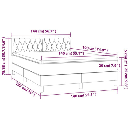 kontinentalseng med madras 140x190 cm stof cremefarvet