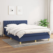 kontinentalseng med madras 140x190 cm stof blå