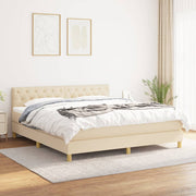 kontinentalseng med madras 160x200 cm stof cremefarvet