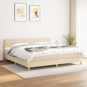kontinentalseng med madras 200x200 cm stof cremefarvet