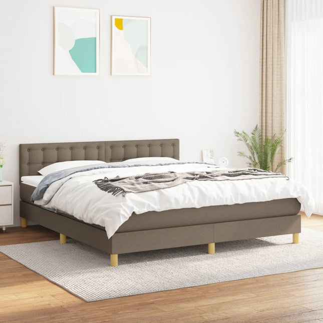 kontinentalseng med madras 160x200 cm stof gråbrun