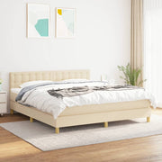 kontinentalseng med madras 160x200 cm stof cremefarvet