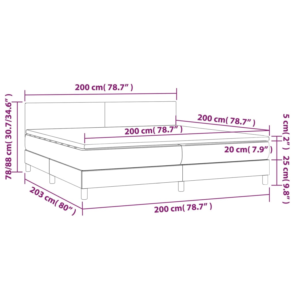 kontinentalseng med madras 200x200 cm kunstlæder grå