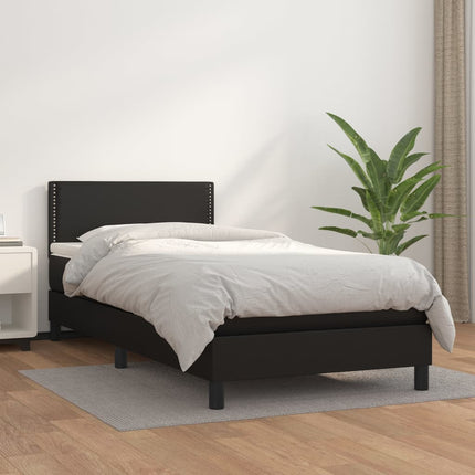 kontinentalseng med madras 90x190 cm kunstlæder sort