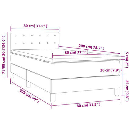 kontinentalseng med madras 80x200 cm kunstlæder grå