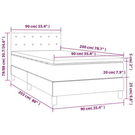 kontinentalseng 90x200 cm kunstlæder cappuccinofarvet