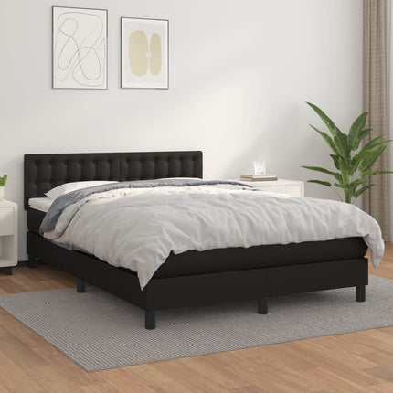 kontinentalseng med madras 140x190 cm kunstlæder sort