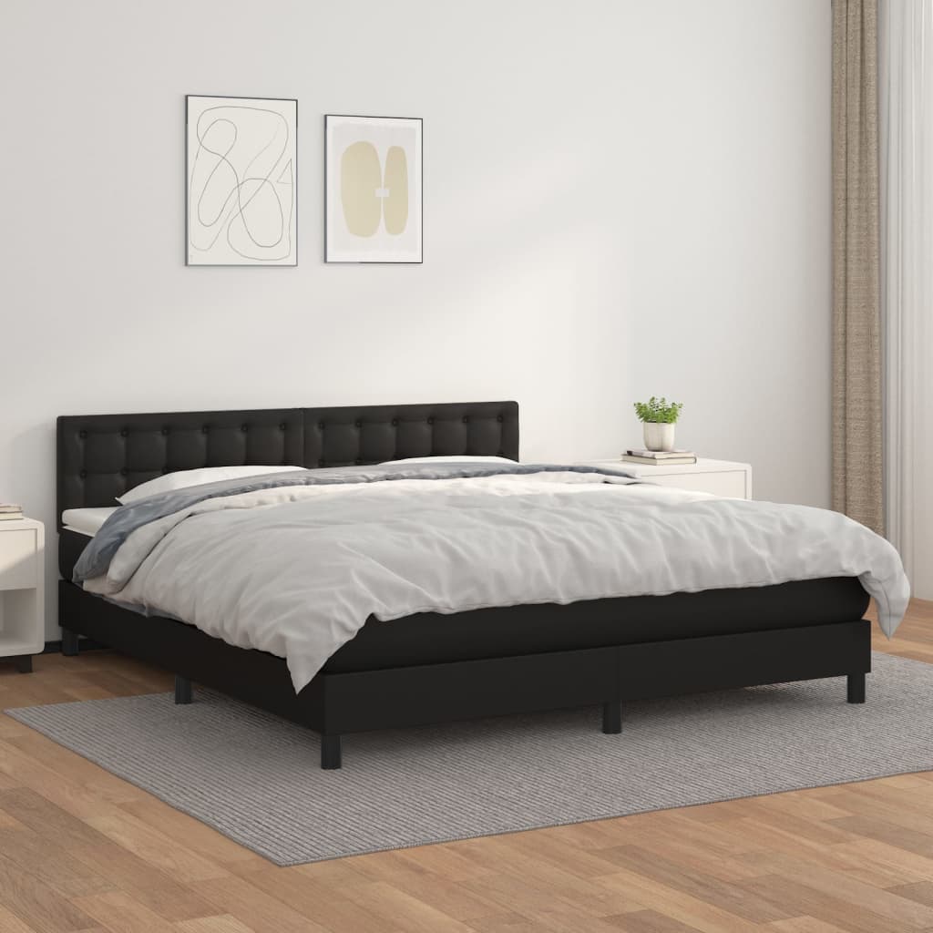 kontinentalseng med madras 180x200 cm kunstlæder sort
