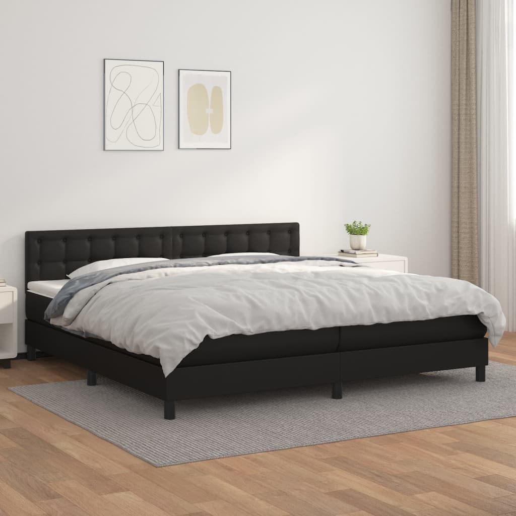 kontinentalseng med madras 200x200 cm kunstlæder sort