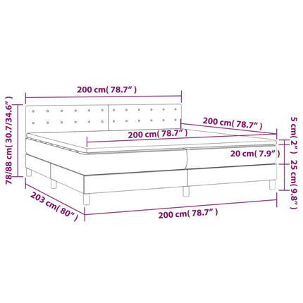 kontinentalseng med madras 200x200 cm kunstlæder grå
