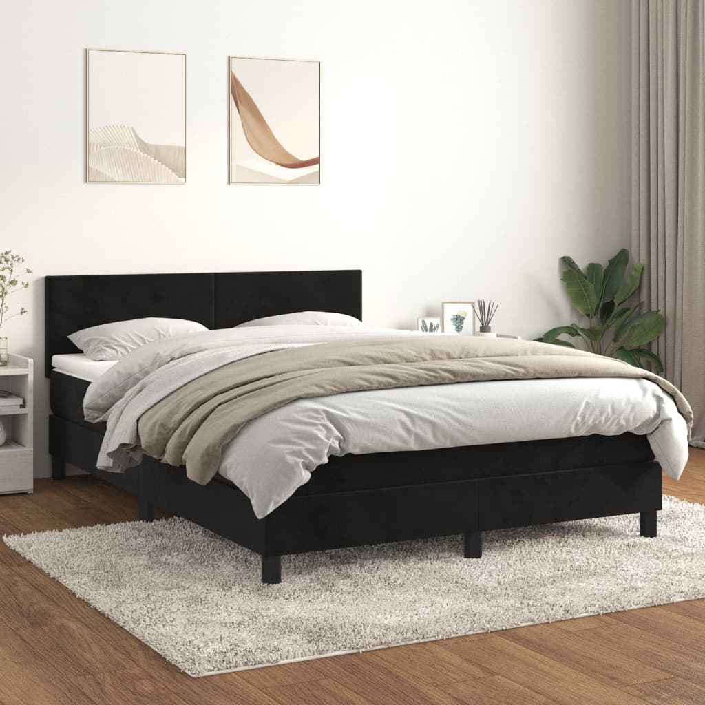 kontinentalseng med madras 140x190 cm fløjl sort