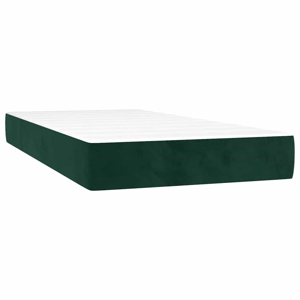 kontinentalseng med madras 80x200 cm fløjl mørkegrøn