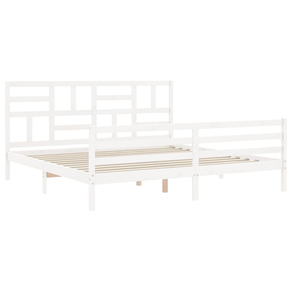 sengeramme med sengegavl 200x200 cm massivt træ hvid