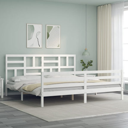 sengeramme med sengegavl 200x200 cm massivt træ hvid
