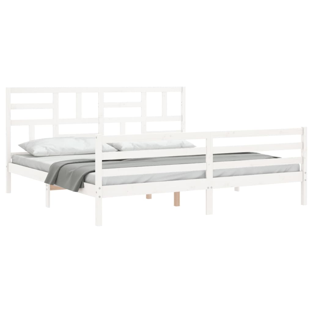 sengeramme med sengegavl 200x200 cm massivt træ hvid