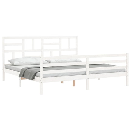 sengeramme med sengegavl 200x200 cm massivt træ hvid