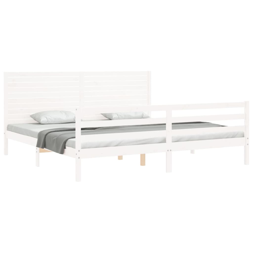 sengeramme med sengegavl 200x200 cm massivt træ hvid