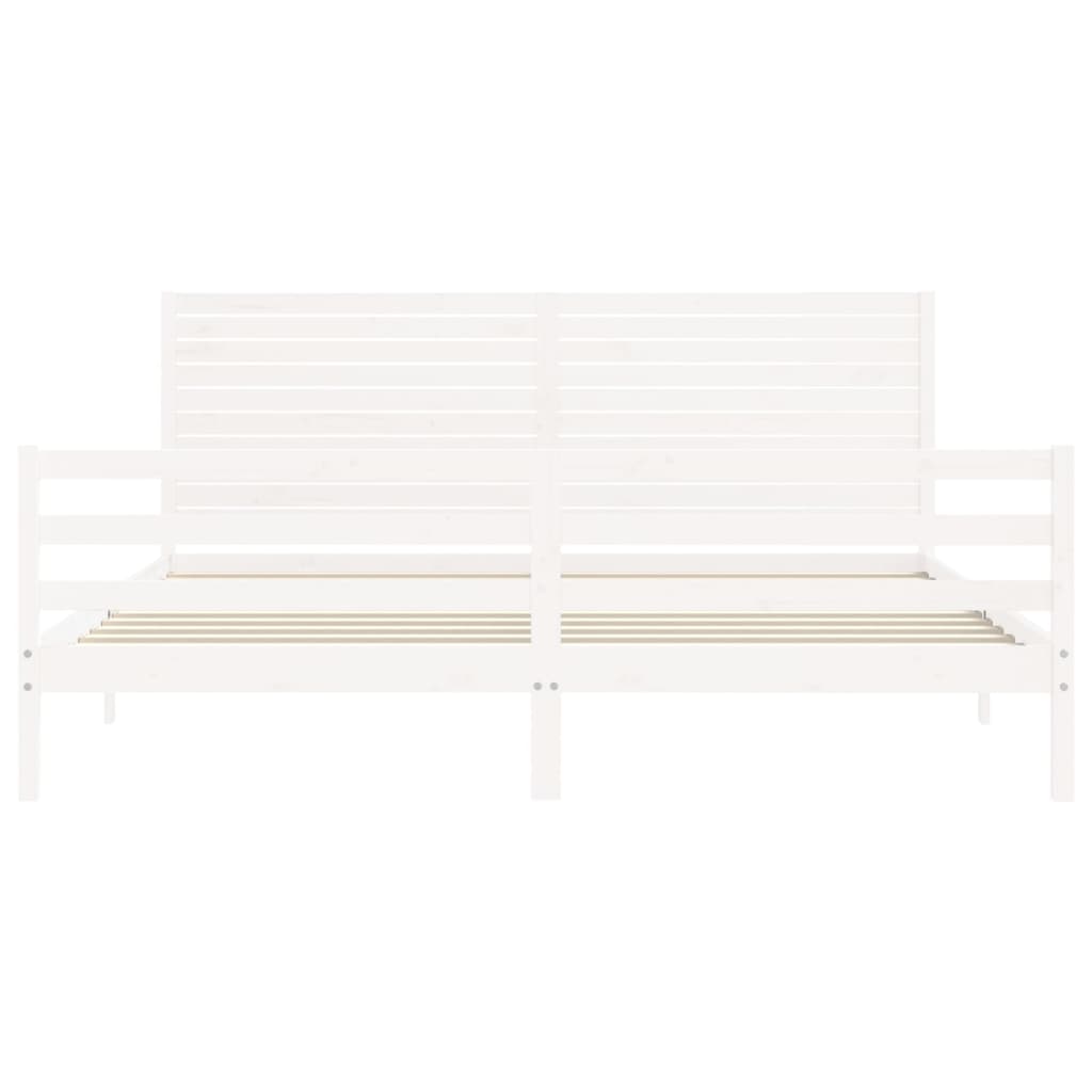 sengeramme med sengegavl 200x200 cm massivt træ hvid