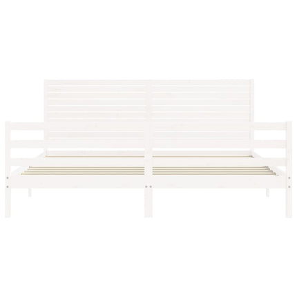 sengeramme med sengegavl 200x200 cm massivt træ hvid