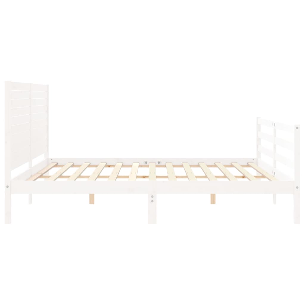 sengeramme med sengegavl 200x200 cm massivt træ hvid