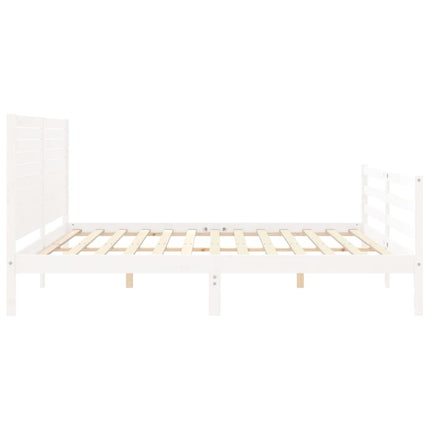 sengeramme med sengegavl 200x200 cm massivt træ hvid