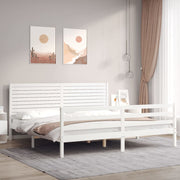sengeramme med sengegavl 200x200 cm massivt træ hvid