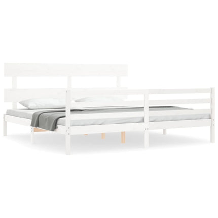 sengeramme med sengegavl 200x200 cm massivt træ hvid