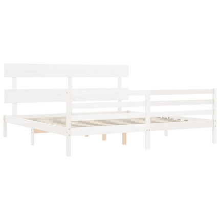 sengeramme med sengegavl 200x200 cm massivt træ hvid