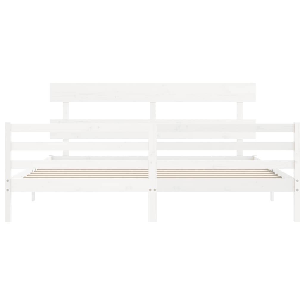 sengeramme med sengegavl 200x200 cm massivt træ hvid