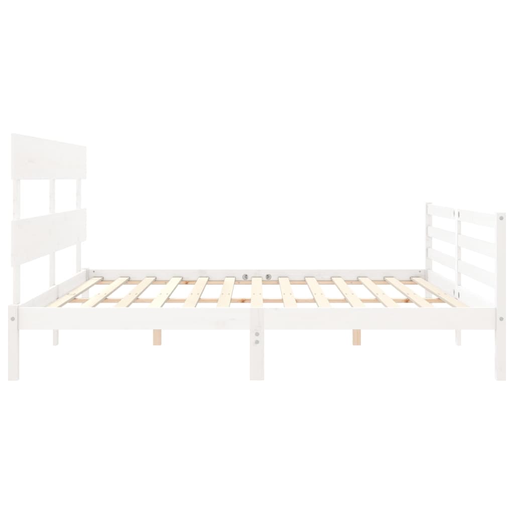 sengeramme med sengegavl 200x200 cm massivt træ hvid