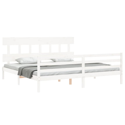 sengeramme med sengegavl 200x200 cm massivt træ hvid