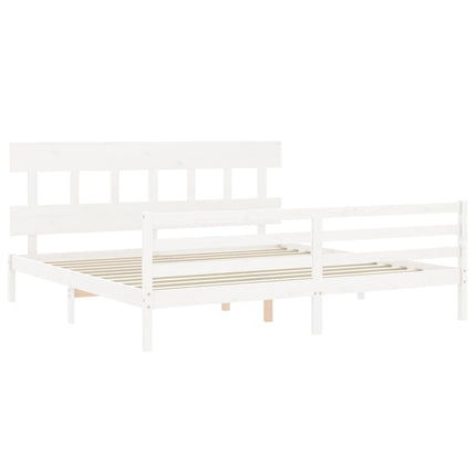 sengeramme med sengegavl 200x200 cm massivt træ hvid