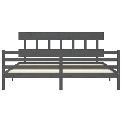 sengeramme med sengegavl 200x200 cm massivt træ grå