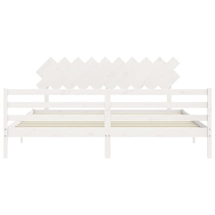 sengeramme med sengegavl 200x200 cm massivt træ hvid