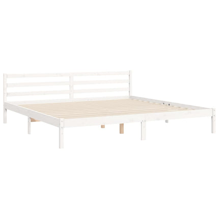 sengeramme med sengegavl 200x200 cm massivt træ hvid